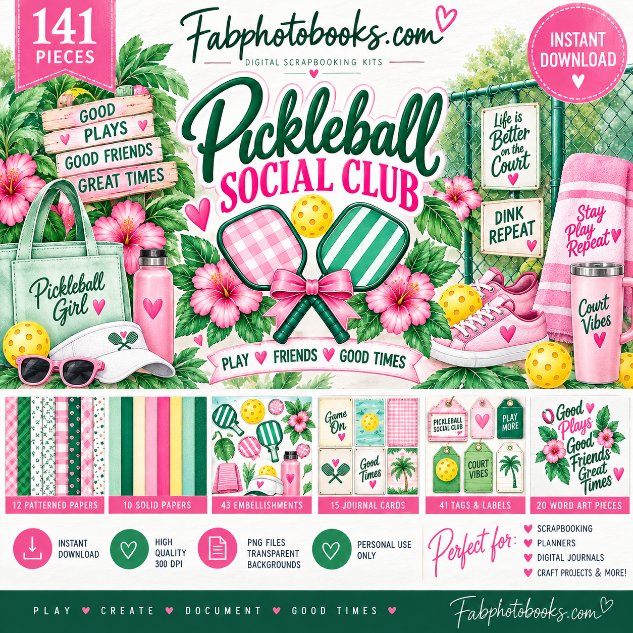 Pickleball Social Club Digital Scrapbooking Kit