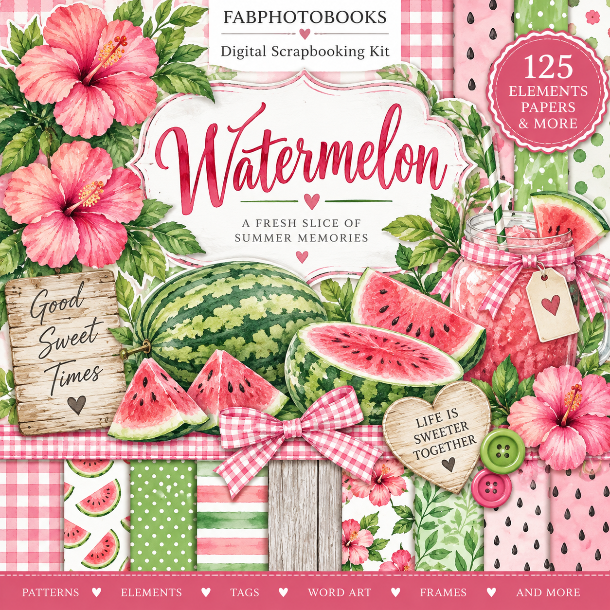 Watermelon Digital Scrapbooking Kit