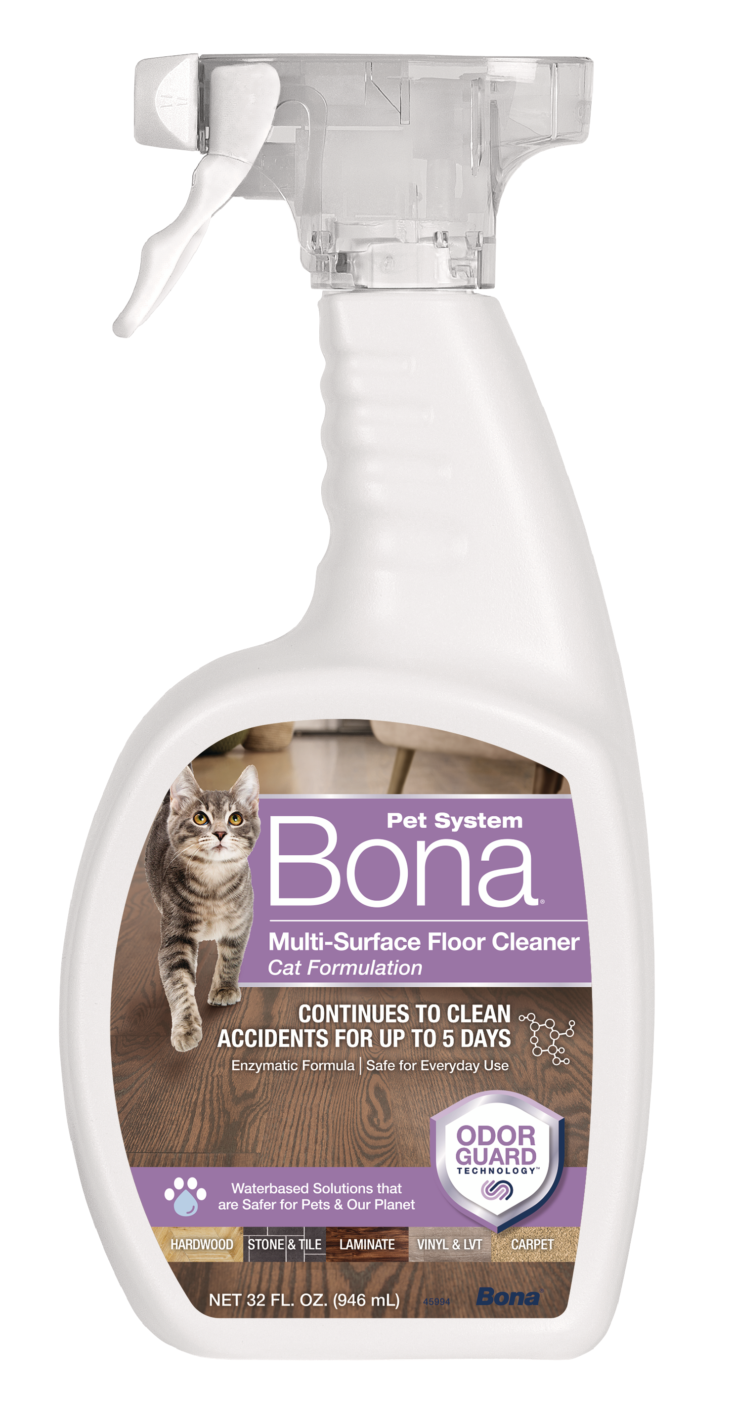 Bona Pet System Multi-Surface Floor Cleaner, Cat Formulation — 32 oz spray