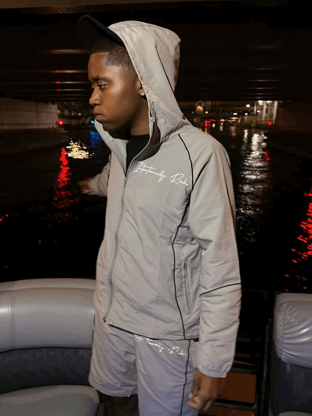 Grey Windbreaker Two-Piece Set Men's