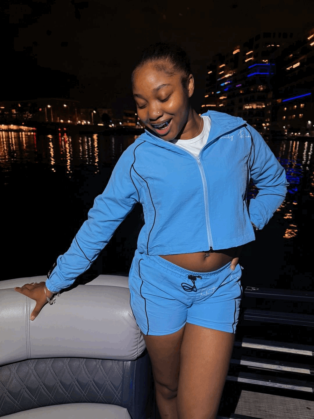 Blue Windbreaker Two-Piece Set Women's