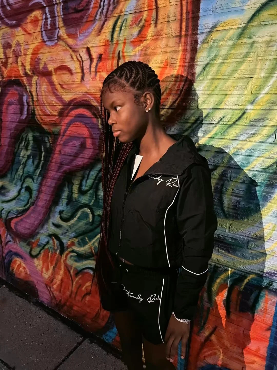 Black Windbreaker Two-Piece Set Women’s