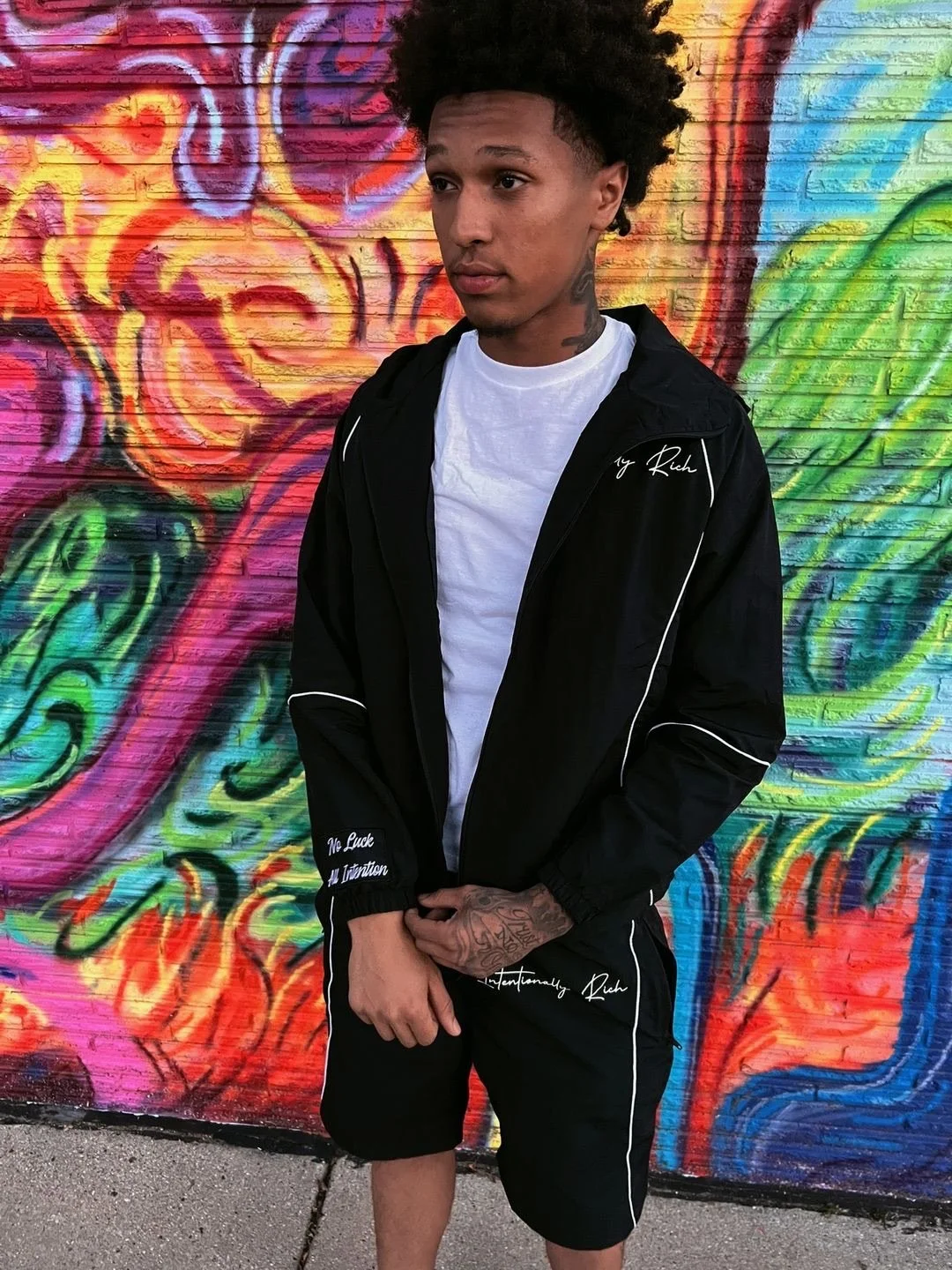 Black Windbreaker Two-Piece Set Men’s