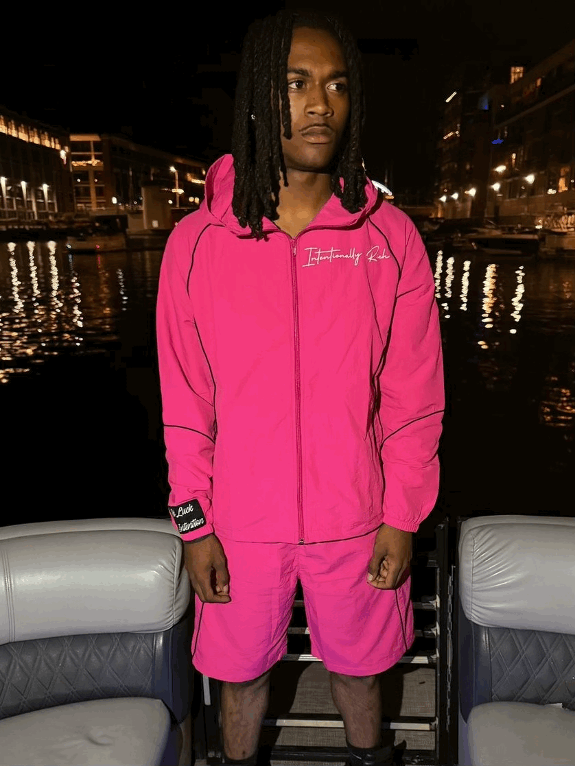 Pink Windbreaker Two-Piece Set Men's