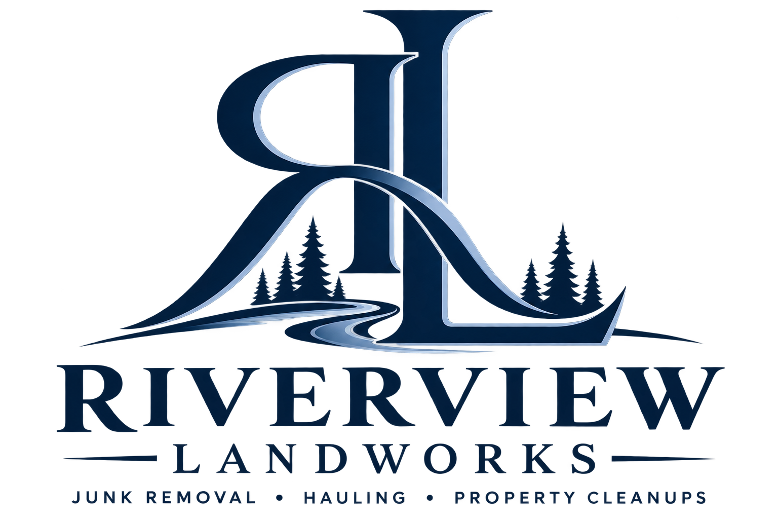 A stylized logo with a large letter 'L' and 'A' in a metallic blue glow, featuring a background with a dark forest, winding road, and mountains under moonlight.
