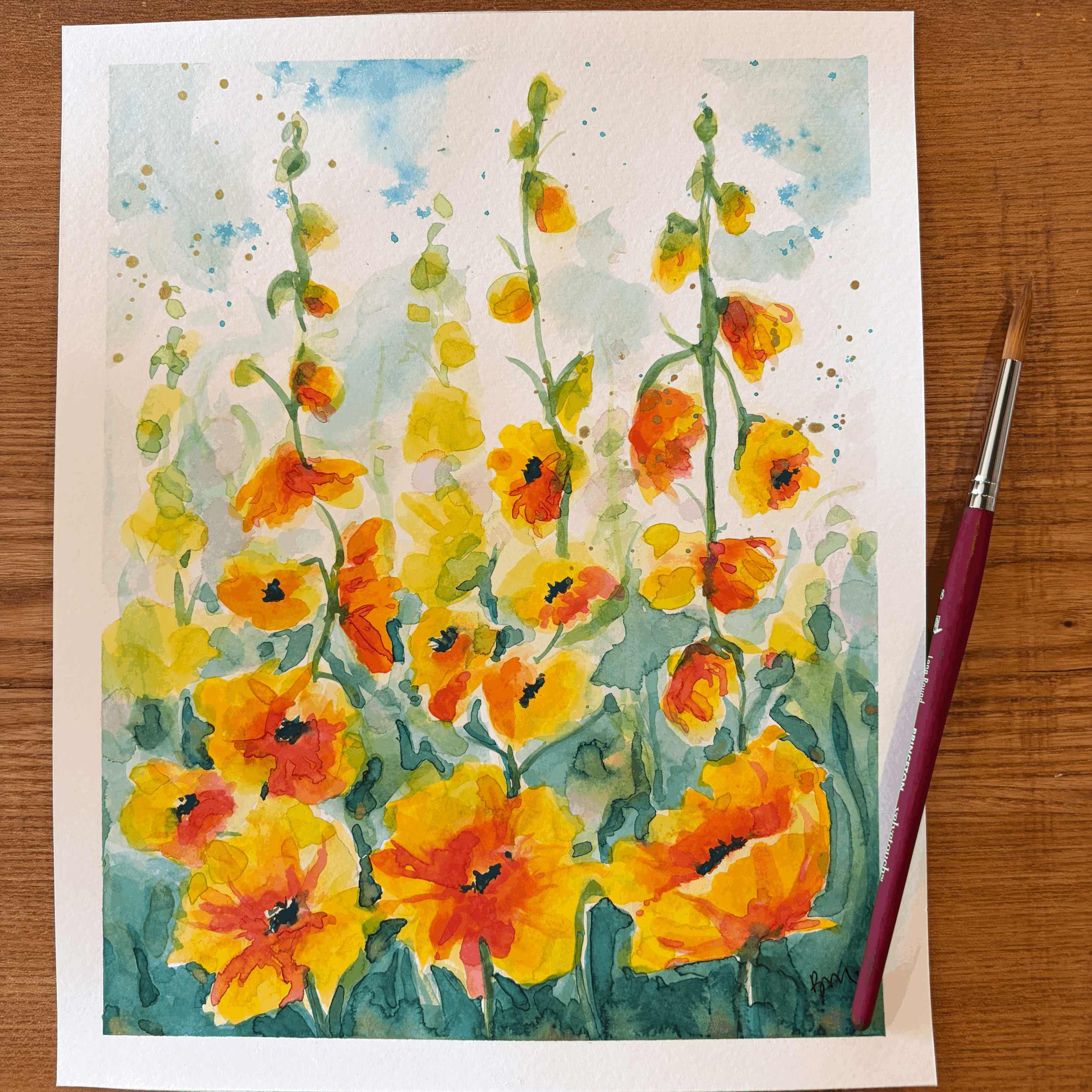 Large Yellow Hollyhocks