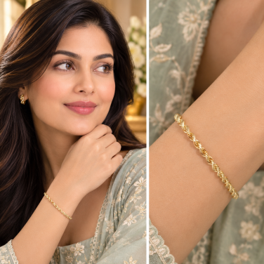 14k Gold Rope Chain Bracelet