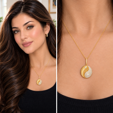 Yin Yang Diamond Pendant in 18K Gold