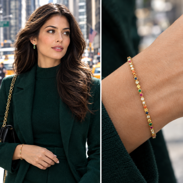 The Celestial Navratan & Diamond Bracelet in 18K Gold