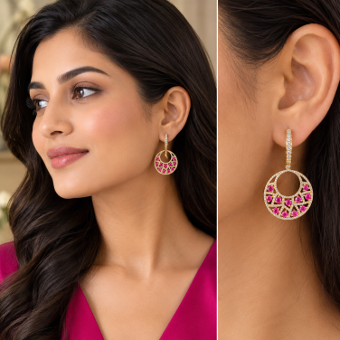 Elegant Gold and Pink Gemstone Earrings.png