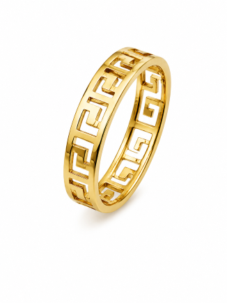 14k Yellow Gold Trendy Greek Key Band - Size 8