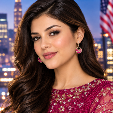 The Crescent Diamond and Ruby Earrings in 18K Gold