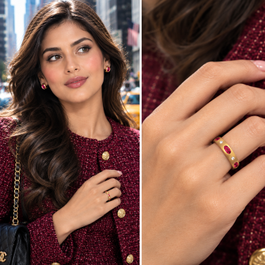 The Royal Solstice Diamond and Ruby Band in 18K Gold