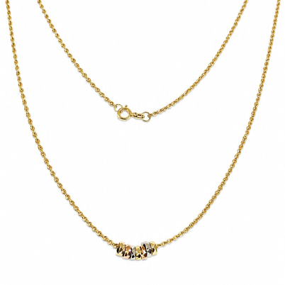 14k Gold chain with tricolor mini rings