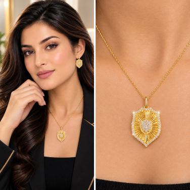 The Shield Diamond Pendant in 18k Gold