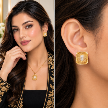The Medallion Diamond Earrings in 18k Gold