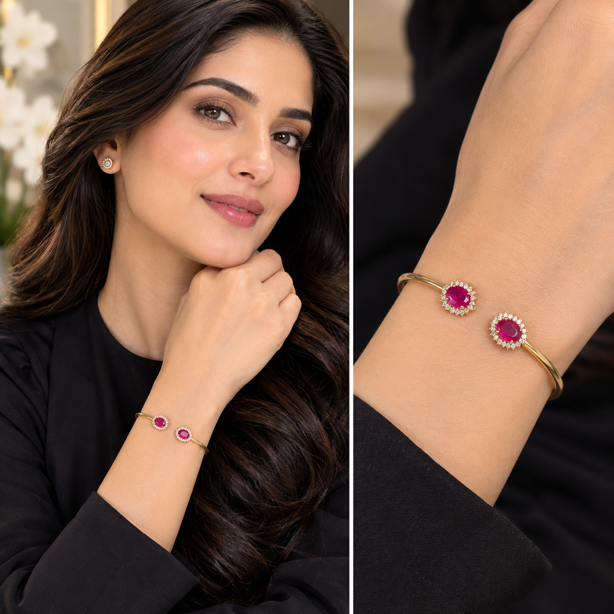 Aurelia Diamond and Ruby Bracelet in 18k Gold