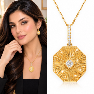 Golden Flare Diamond Sunburst Pendant in 18K Gold