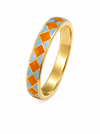 14k Gold Enamel Stacking Band - Size 7
