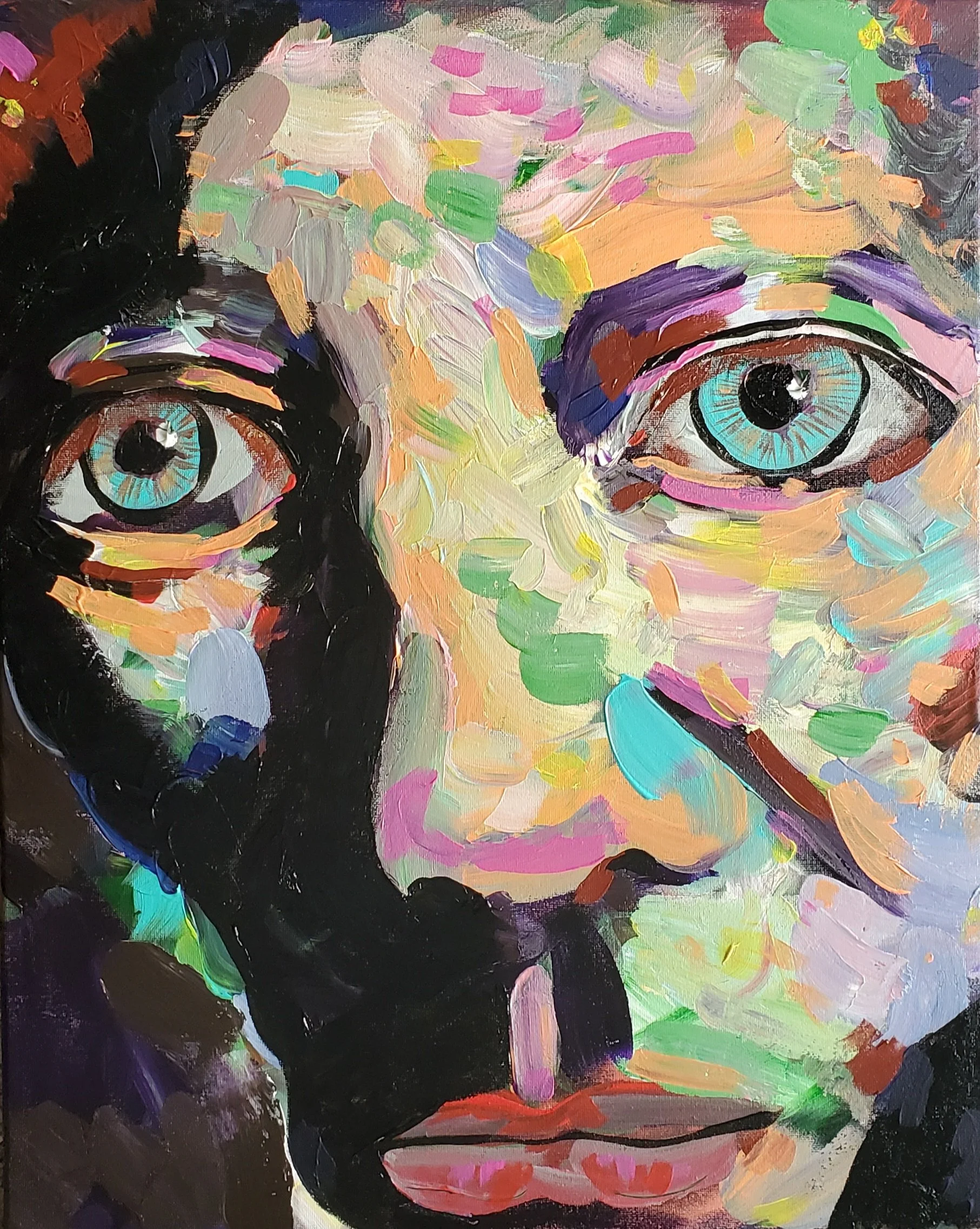 "Labor Day Face" Original 16×20in Acrylic on Canvas