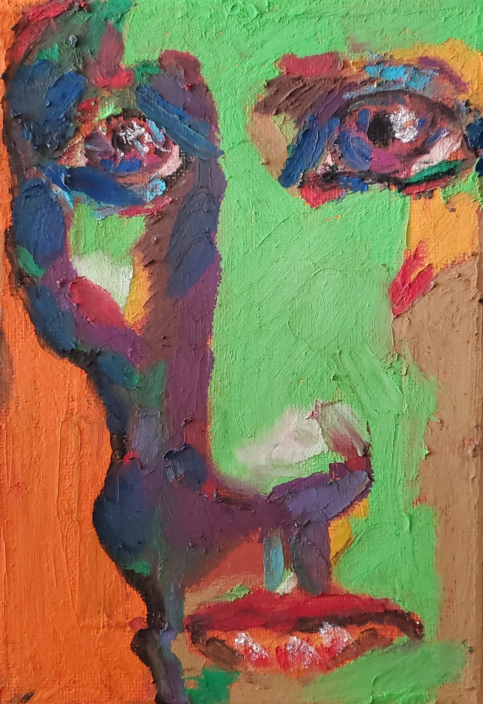 "Look Away" Original 5×7in Oil Pastel on Canvas