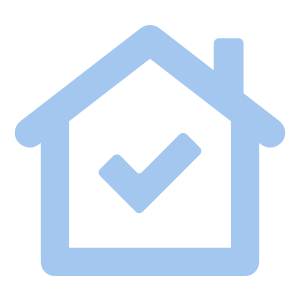 Icon of a house with a check mark inside.