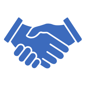 Illustration of two hands shaking, symbolizing agreement or partnership.