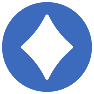 Blue circle with a white diamond shape in the center.