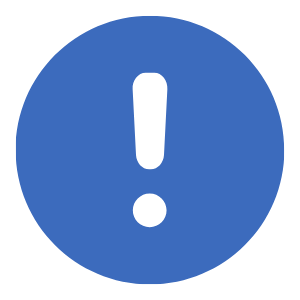 Blue circle with a black exclamation mark in the center.