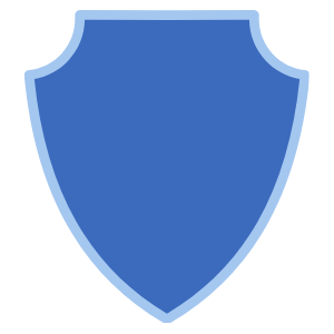 Blue shield icon with a light blue border.