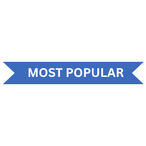 Blue ribbon with the text 'Most Popular'