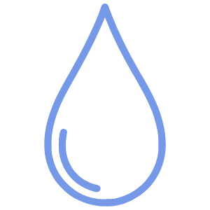 A blue and black water droplet icon with a stylized design.