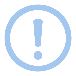A blue icon with an exclamation mark inside a circle, indicating a warning or alert.