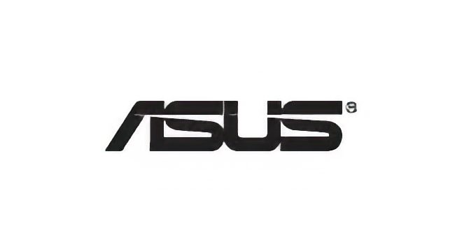 Black ASUS logo on a white background.