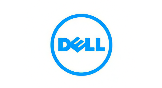 Dell logo inside a blue circle on a white background.