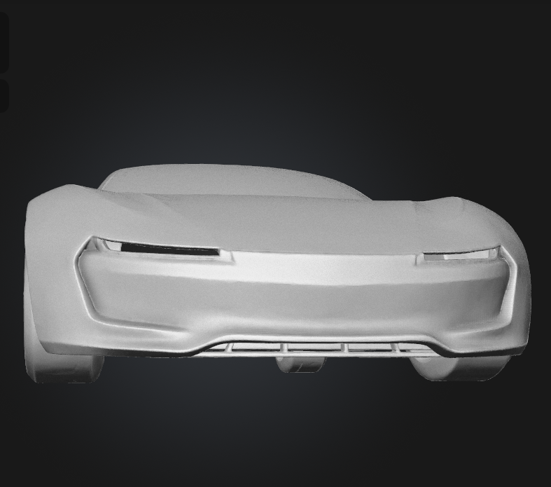 A sleek, modern concept car with a futuristic design, smooth curves, and minimal detailing, set against a dark background.