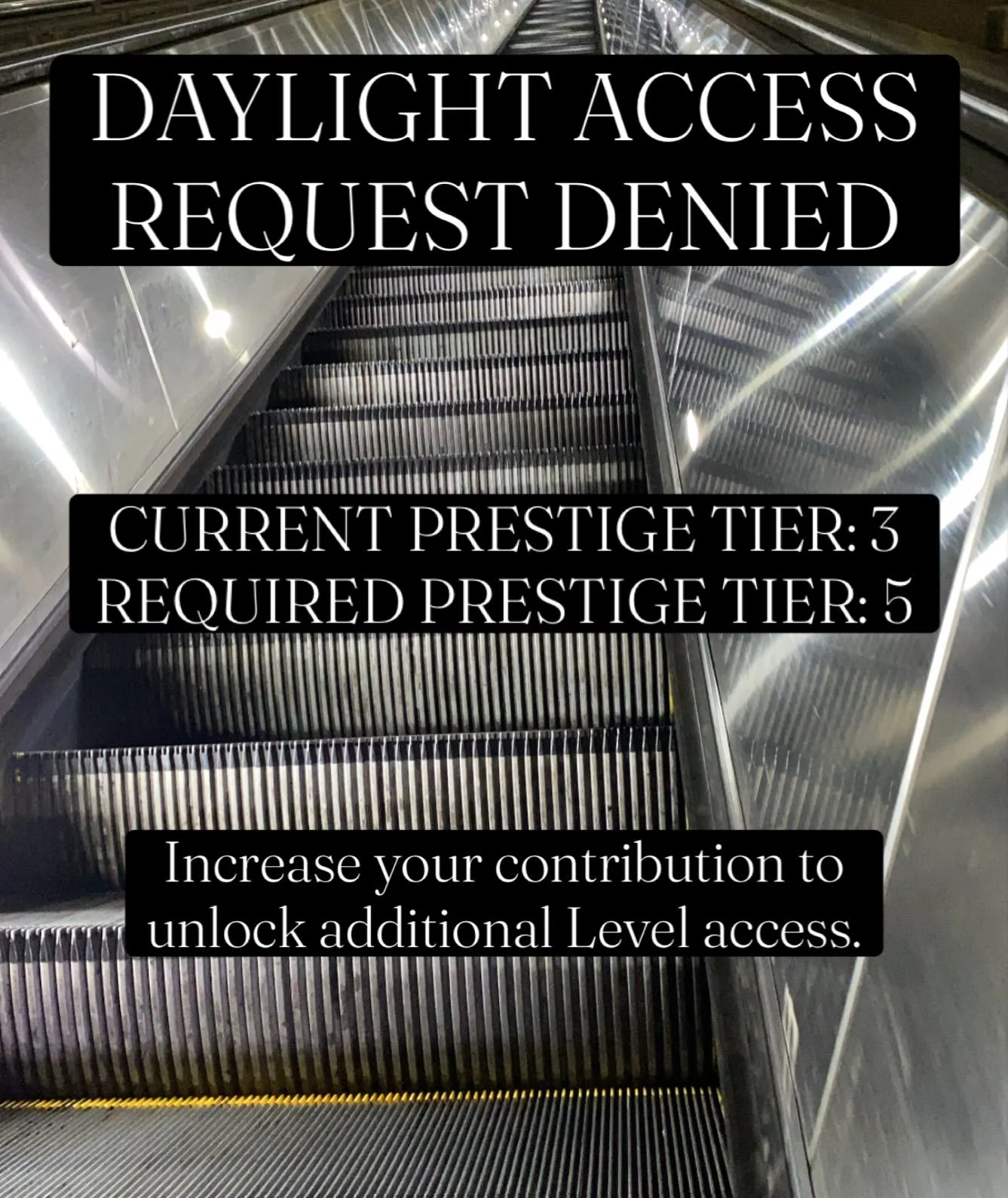 Sunlight is available on select Upper Levels.

Access is determined by Prestige Tier.

Increase your contribution.
Increase your access.
Build a better City.

THE CITY
Everything you need. Everything you earn.

#TheLostPiece #sciencefiction #writingc