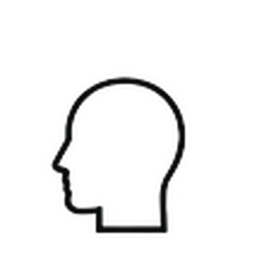 Silhouette outline of a human head in profile view.