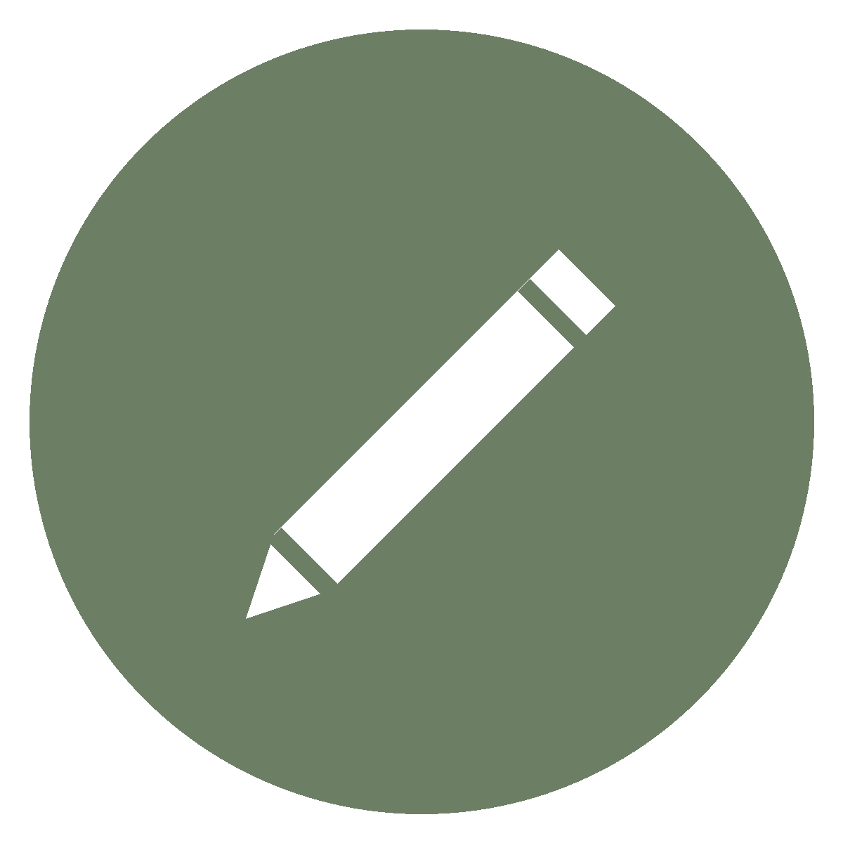 Green circular background with a white pencil icon pointing diagonally down to the left.