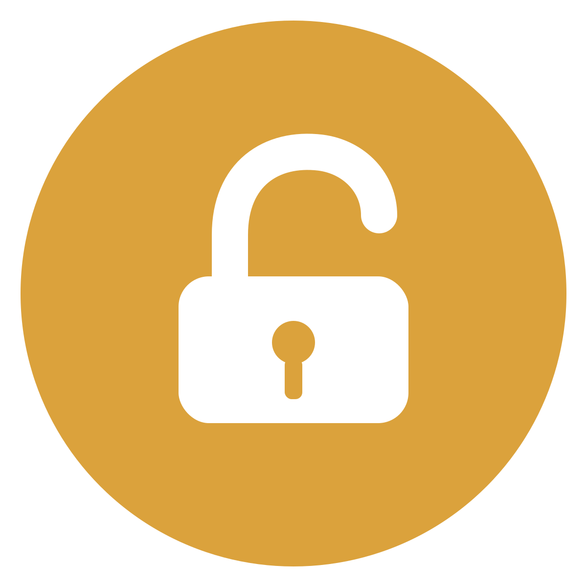 An icon of an open padlock, indicating unlocked or accessible status.