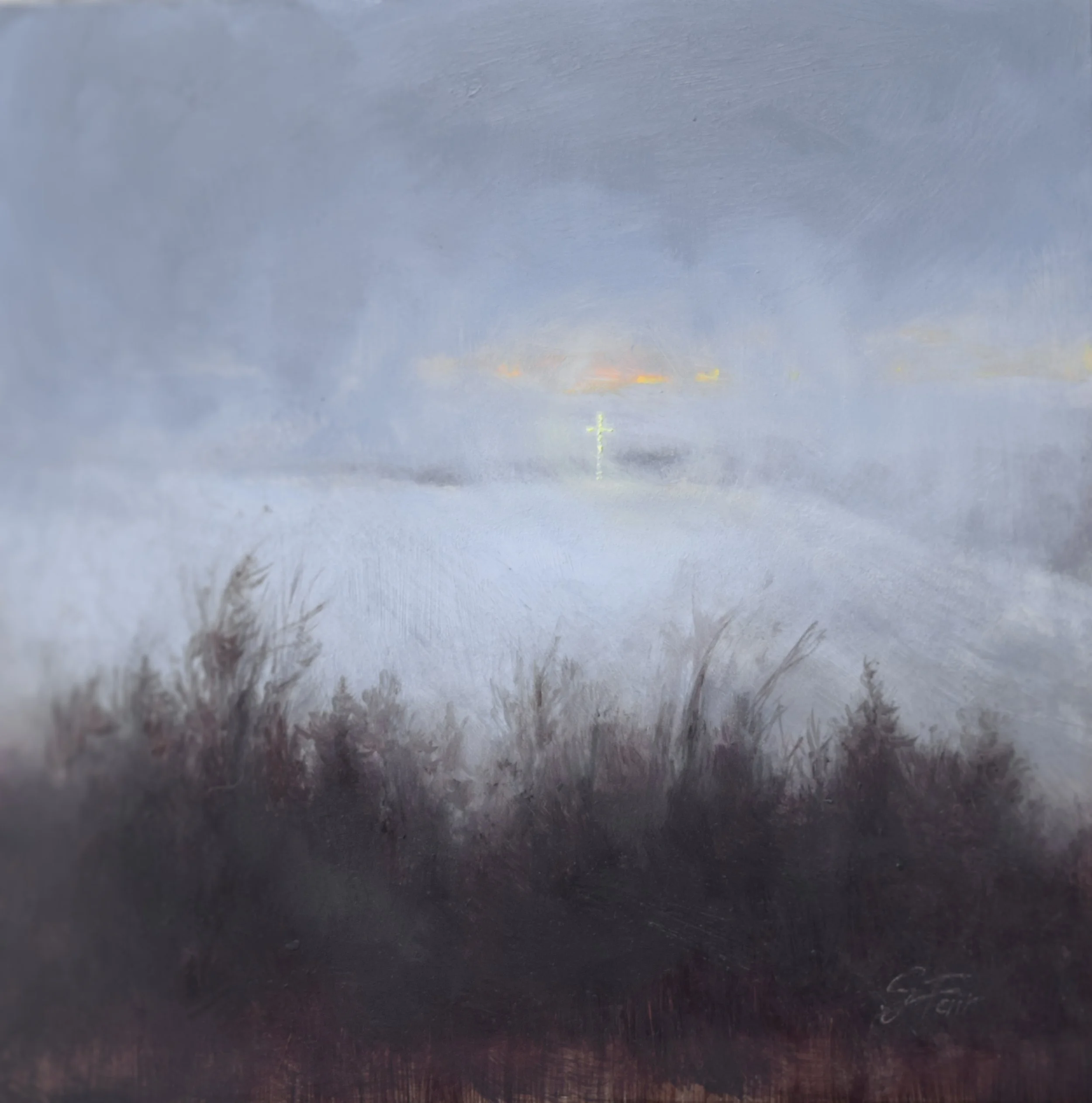 Cross on Highlands, 8x8", oil on panel, available $300