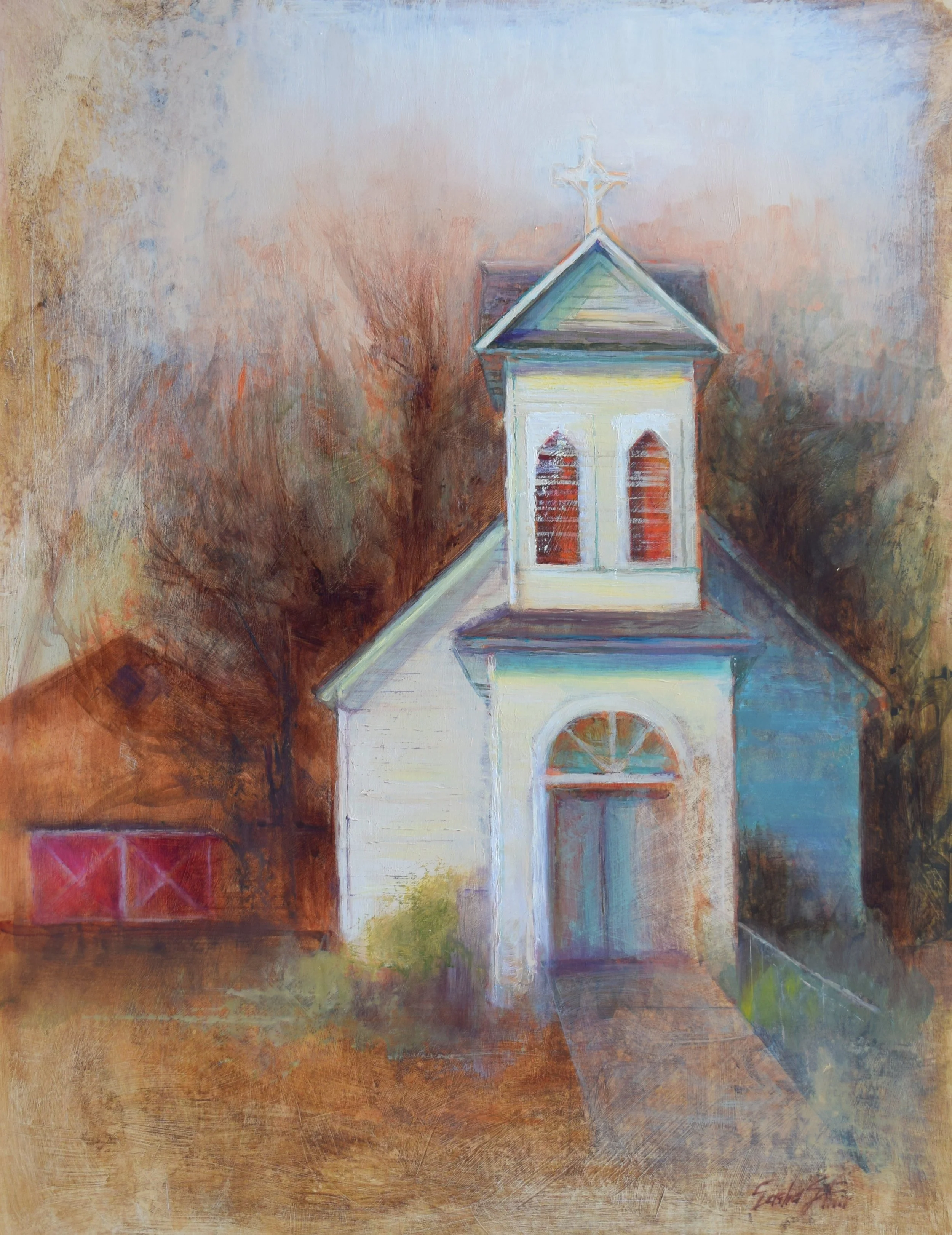 Old Church in Quincy WA, 18x12", oil on panel, sold
