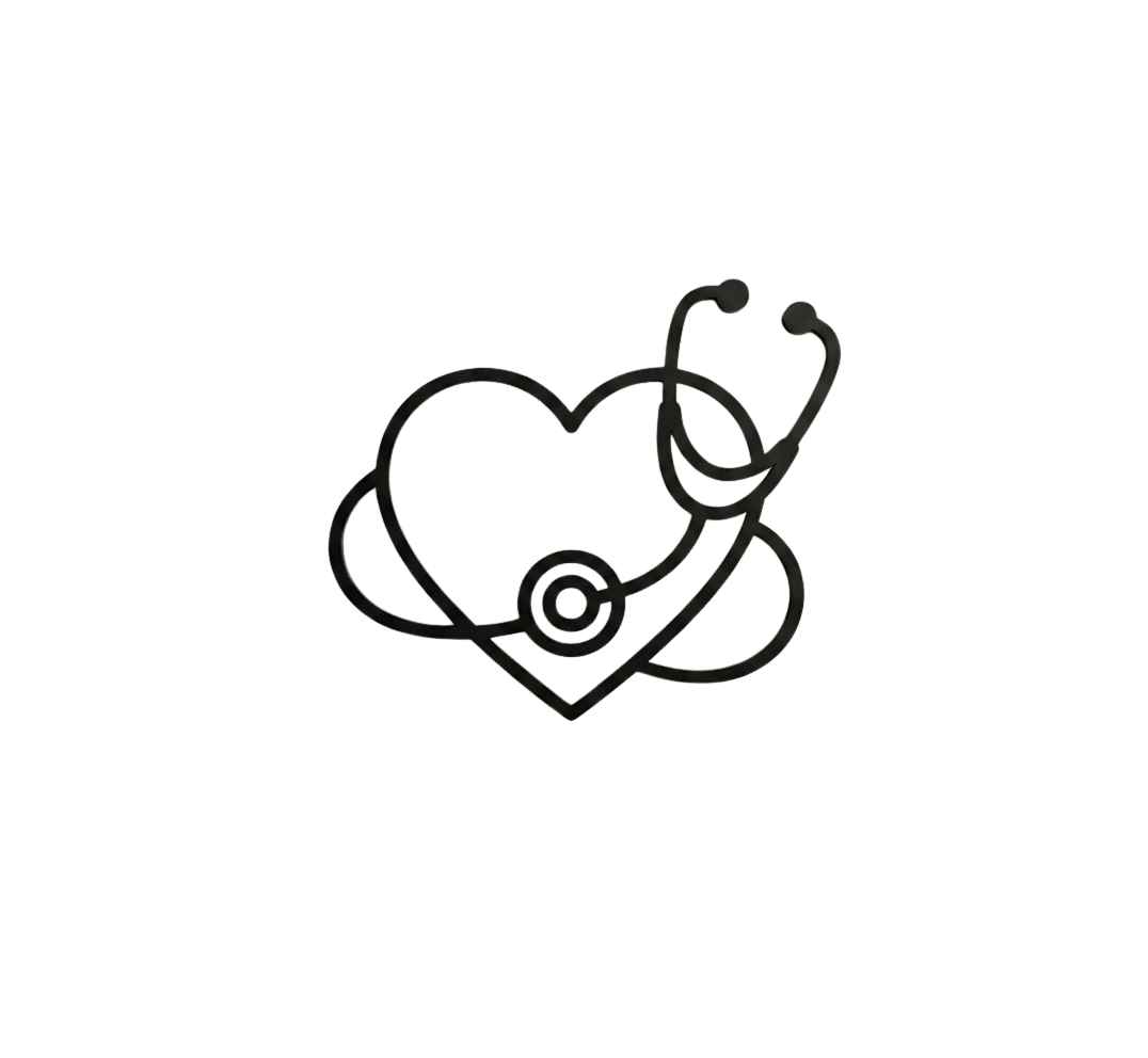 Neon sign of a heart with a stethoscope wrapped around it.