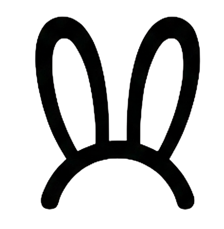 A black silhouette of bunny ears on a dark background.