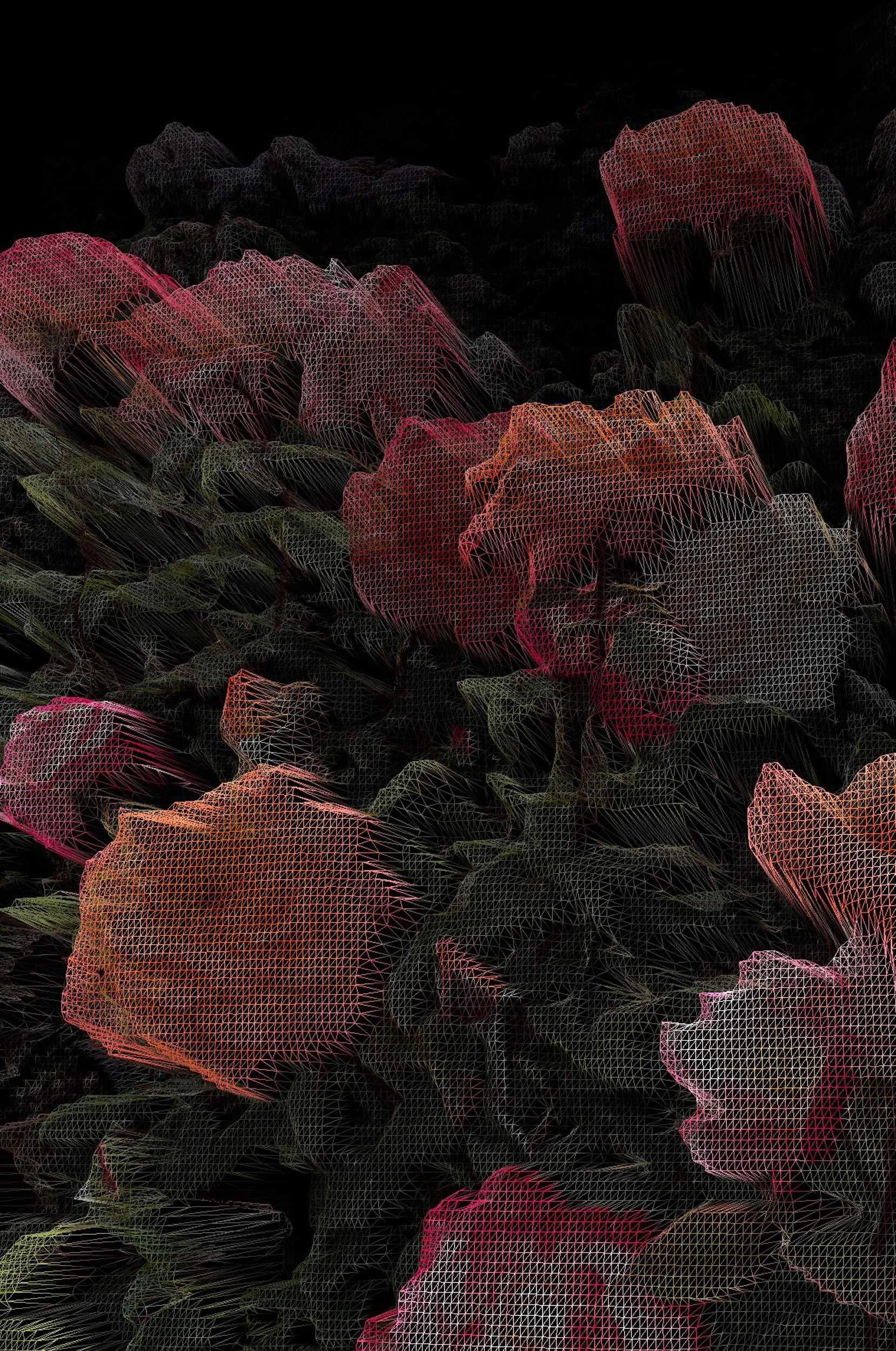 LiDAR-based 3D scan of flowers from A Hollow Garden, connecting digital preservation with ecology, climate crisis and ecological loss.