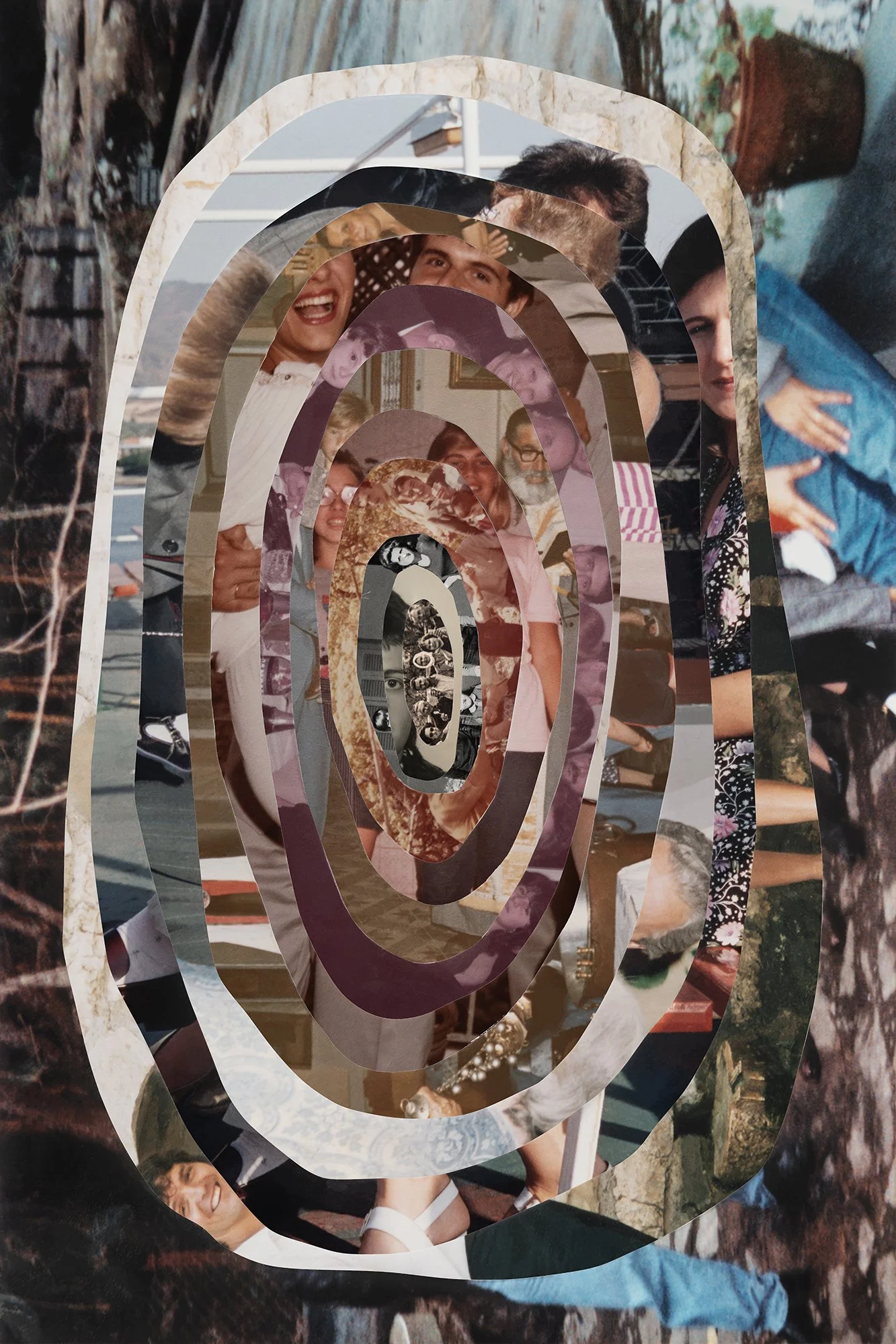 Composite image from Memory Excavation layering family photographs and scanned objects to evoke memory loss and the simultaneous experience of time.