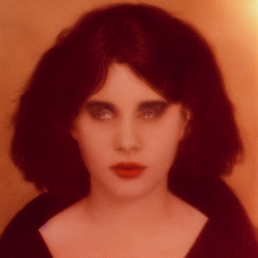 Output 34 from Soft Errors, where recursive AI processing shifts the archived woman's portrait toward a younger, idealized face.