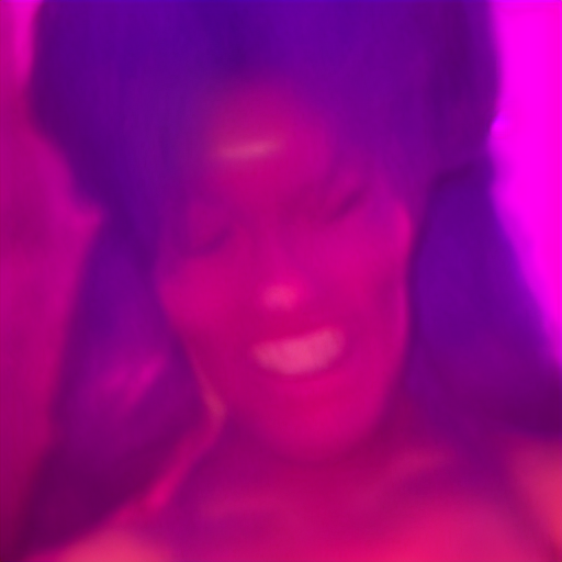 Output 68 from Soft Errors, showing the portrait distorted as repeated AI generations erode the original woman's features and identity.
