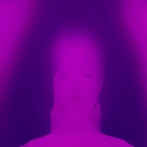 Output 74 from Soft Errors, showing the human portrait becoming distorted and less recognizable within the model-collapse sequence.