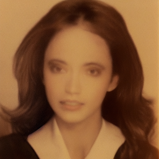 Output 23 from Soft Errors, where recursive AI generation moves the archived portrait toward a younger, idealized appearance.
